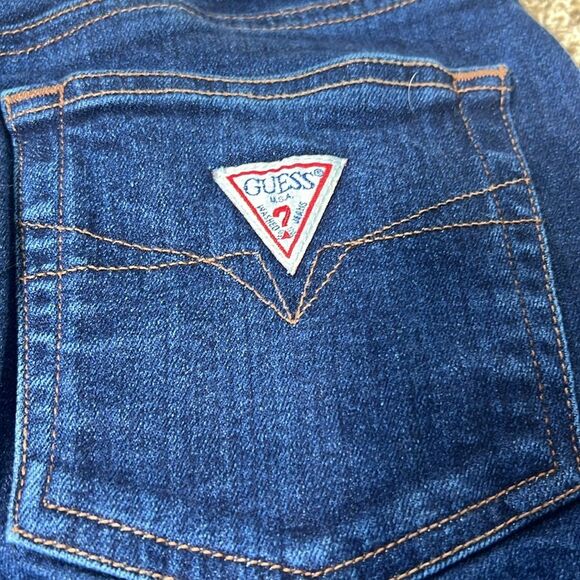 VINTAGE GUESS - Denim Skirt Split in Front Ladies Size 26 Dark Wash - Picture 7 of 11